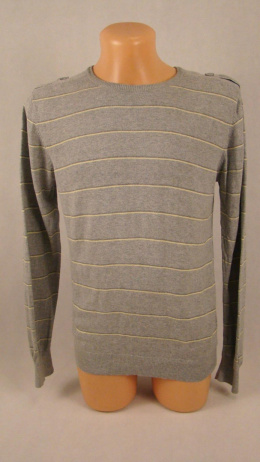Szary sweter w paski z pagonami na ramionach M