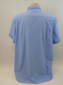 Niebieska koszula z krótkim rękawem w drobną kratkę 3XL