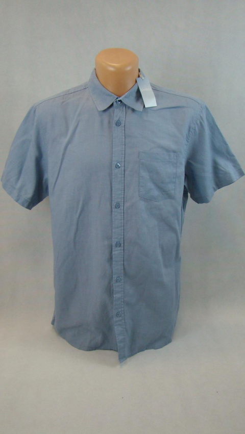 Szaro-niebieska koszula z krótkim rękawem L 41/42