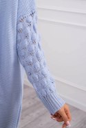 Sweter z bąbelkami na rękawie niebieski