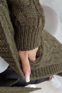 Sweter z kapturem i kieszeniami khaki