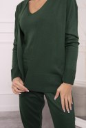 Komplet sweterkowy 3-częściowy ciemny zielony