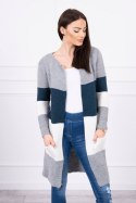 Sweter Kardigan w pasy szary+ciemny jeans