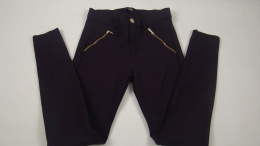 Fioletowe spodnie rurki z suwakami 36