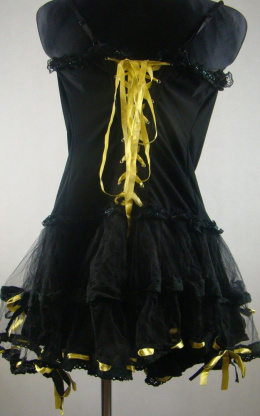 Czarna sukienka z żółtymi kokardkami S