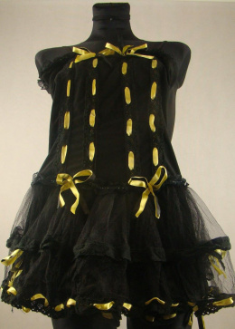 Czarna sukienka z żółtymi kokardkami S