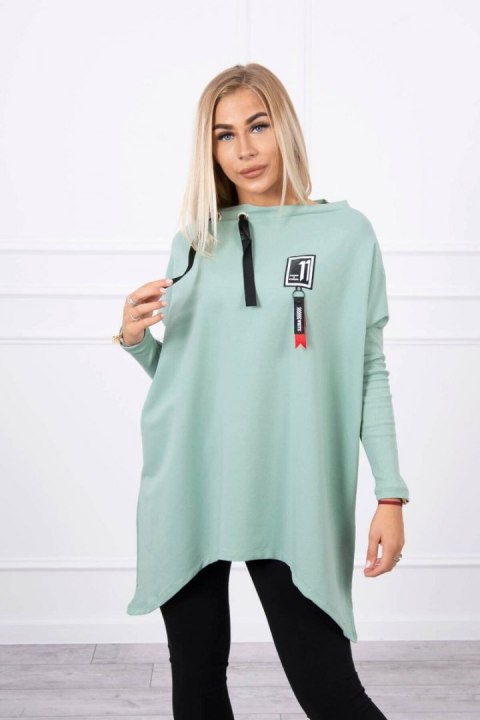 Bluza oversize z asymetrycznymi bokami ciemny miętowy