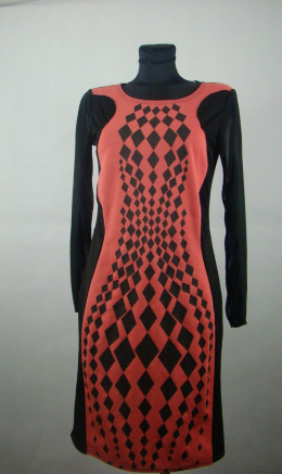 Czarno - koralowa sukienka 14