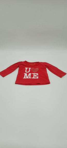 Czerwona bluzeczka z serduszkiem i napisem rozm. 62cm