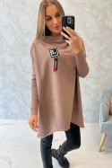 Bluza oversize z asymetrycznymi bokami mocca