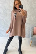 Bluza oversize z asymetrycznymi bokami mocca