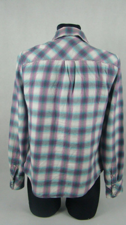 Damska koszula w turkusowo-fioletową kratę S