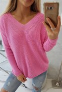 Sweter z dekoltem V jasno różowy