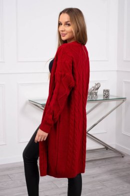 Sweter Kardigan z warkoczowym splotem czerwony