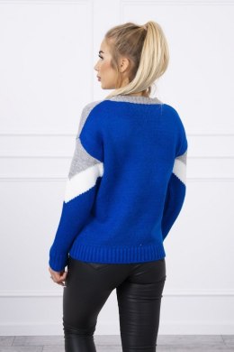 Sweter w geometryczne wzory szary+chabrowy