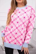 Sweter z geometrycznym motywem jasny różowy