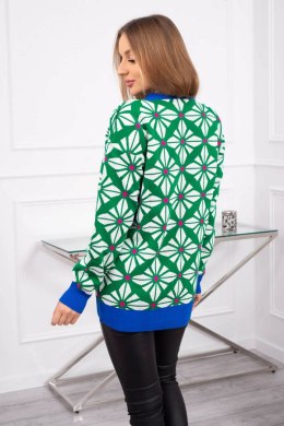 Sweter z geometrycznym motywem zielony