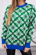 Sweter z geometrycznym motywem zielony