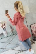 Sweter z kapturem i kieszeniami gładki jasno różowy