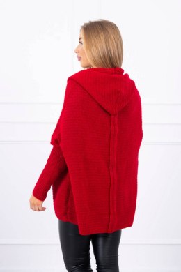 Sweter z kapturem i rękawami typu nietoperz czerwony