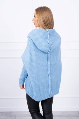 Sweter z kapturem i rękawami typu nietoperz niebieski