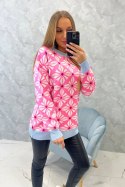 Sweter z geometrycznym motywem jasny różowy