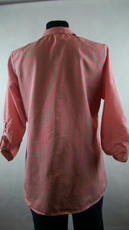Koszula damska w biało-czerwone paski z haftem L
