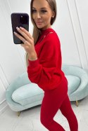 Komplet 3-częściowy bluza + top + legginsy czerwony