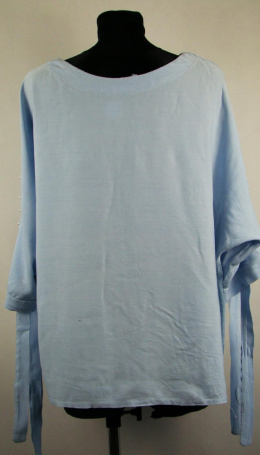 Błękitna bawełniana bluzka z wiązaniem oversize