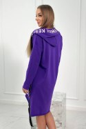 Sukienka z kapturem i nadrukiem ciemno fioletowa