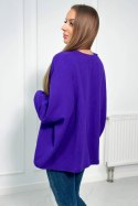 Bluzka bawełniana z podwijanym rękawem ciemno fioletowa