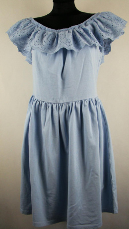 Błękitna sukienka z hiszpańskim dekoltem L