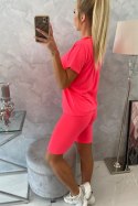 Komplet top+legginsy różowy neon