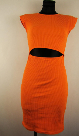 Pomarańczowa sukienka w prążek S