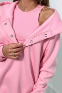 Komplet 3 w 1 bluza, top i legginsy jasno różowy