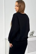 Komplet bluzka + sukienka prążkowana czarny