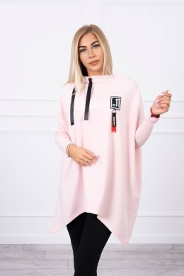 Bluza oversize z asymetrycznymi bokami pudrowy róż