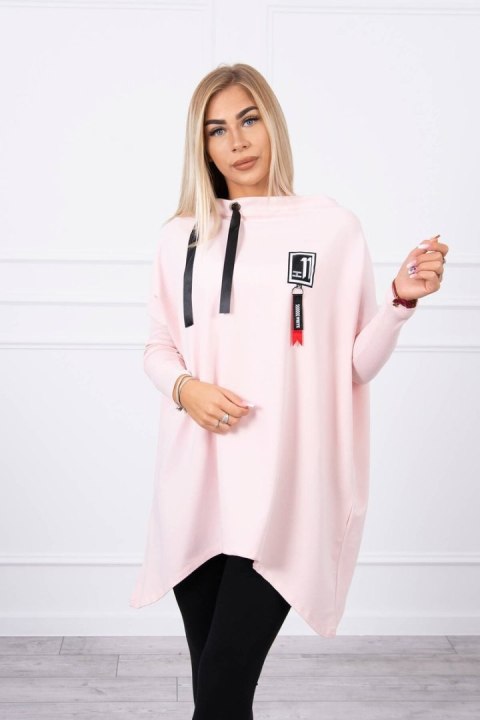 Bluza oversize z asymetrycznymi bokami pudrowy róż