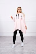 Bluza oversize z asymetrycznymi bokami pudrowy róż