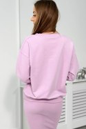 Komplet bluzka + sukienka prążkowana fioletowy