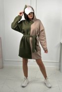 Bluza ocieplana dwukolorowa khaki + beżowy