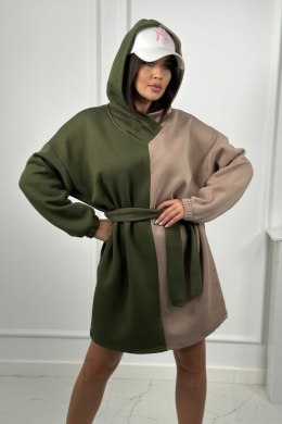 Bluza ocieplana dwukolorowa khaki + beżowy