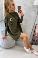 Bluza oversize z asymetrycznymi bokami khaki