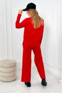Komplet bawełniany Bluza + Spodnie z szeroką nogawką czerwony