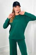 Komplet bawełniany Bluza + Spodnie z szeroką nogawką zielony