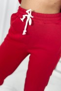 Komplet bawełniany ocieplany bluza z haftem + spodnie czerwony