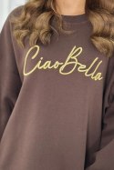 Bluza ocieplana z napisem Ciao Bella brązowa