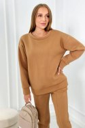 Komplet bawełniany Bluza bez kaptura + Spodnie camelowy
