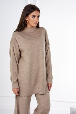 Komplet sweterkowy 2-częściowy ciemny beżowy