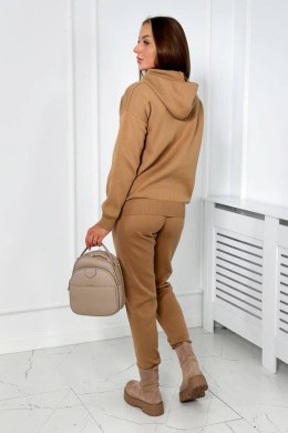 Komplet sweterkowy Bluza + Spodnie camelowy